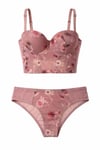 Chloen Pink - Feminen Dantelli Pembe Bralet Sütyen Külot Iç Çamaşır Takımı