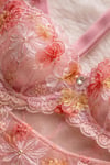 Clementine Pink Pembe Beyaz Çiçek Desenli  Balenli Desteksiz  Bralet İç Giyim  Çamaşır Takımı