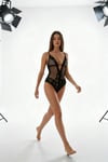 Melissa Black Siyah İncecik Yumuşak Çiçek Desenli Desteksiz Balensiz iç Giyim Çıtçıtlı Body