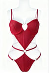 THEODORA Cherry  Vişne Dantel Detaylı Lastikli Cut-Out Body
