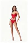 THEODORA Cherry  Vişne Dantel Detaylı Lastikli Cut-Out Body