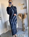 BALIKÇI YAKA BATİK DESEN TRİKO ELBİSE