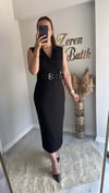 CEKET YAKA ÇİFT KEMERLİ ELBİSE