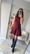 DÜĞMELİ VALONLI TRİKO ELBİSE