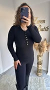 GOLD DÜĞMELİ SİYAH BODY
