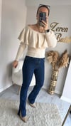 İSPANYOL PAÇA YIRTMAÇLI DENİM PANTOLON