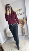 POLO YAKA SİMLİ TRİKO BLUZ