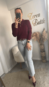 POLO YAKA SİMLİ TRİKO BLUZ