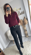 POLO YAKA SİMLİ TRİKO BLUZ