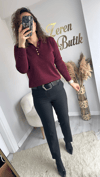 POLO YAKA SİMLİ TRİKO BLUZ