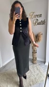 TAŞLI DÜĞMELİ KADİFE YELEK