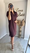 YAKASI DÜĞMELİ TENCEL ELBİSE