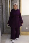 Belden Bağlamalı Gizli Düğmeli Pantolonlu Takım