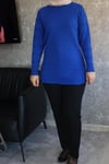 triko tunik taşlı mavi