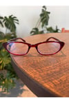 Aventino Bordo Cat Eye Küçük Çekik minik Retro Mavi Işık Korumalı Gözlük Ekran okuma Gözlüğü