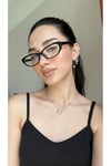 Aventino Siyah Cat Eye Küçük Çekik minik Retro Mavi Işım Korumalı Gözlük Ekran okuma Gözlüğü