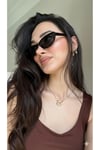 Aventino Siyah Çekik Cat Eye Minik Çekik Trend Küçük Boy Güneş Gözlüğü