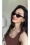 Aventino Siyah Çekik Cat Eye Minik Çekik Trend Küçük Boy Güneş Gözlüğü