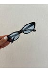 Aventino Siyah Çerçeve Mavi Cam Çekik Cat Eye Minik Çekik Trend Küçük Boy Güneş Gözlüğü