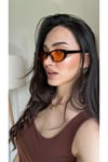 Aventino Siyah Çerçeve Turuncu Camlı Çekik Cat Eye Minik Çekik Trend Güneş Gözlüğü