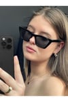 Cat Eye Siyah Çekik Güneş Gözlüğü Unisex Retro Model Kılıf Ve Bez Hediyeli