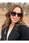 Caz Model Siyah Dikdörtgen Unisex Güneş Gözlüğü Siyah Çerçeve %100 Uv Koruma