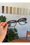 Echo Kalın Leopar CAt Eye Köşeli Trend Unisex MAvi Işık korumalı ekran okuma gözlüğü