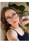 Laida Leopar Desenli Gold Metal Mavi Işık Korumalı Optik Cam Uyumlu (büyük gözlük)