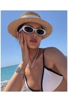 Leon Cat Eye Popüler Model Güneş Gözlüğü Beyaz Çerçeve uv400 cam
