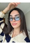 Lille LEopar Mavi Camlı Oval Elips Trend Model Güneş Gözlüşü 58 18 145 ( Orta - Büyük)