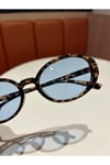 Lille LEopar Mavi Camlı Oval Elips Trend Model Güneş Gözlüşü 58 18 145 ( Orta - Büyük)