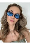 Miux Mavi Cam Leopar Çerçeve Güneş Gözlüğü Metal Aksesuarlı Trend Renk Model