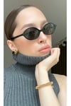 Miux Oval Çerçeve Siyah Cam Trend Güneş Gözlüğü Siyah Çerçeveli Miu