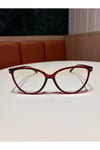 River Bordo Cat eye Metal Aksesuarlı Mavi Işık Korumalı Blue Block Gözlük 58 ekartman