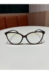 River Kahverengi MEtal Aksesuarlı Cat eye 58 Ekartman Mavi ışık korumalı ekran okuma gözlük