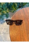 Toscana Leopar Cat Eye Çekik Leopar Desenli Trend Kadın Güneş Gözlüğü sivri köşeli
