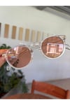 Yumy Yuvarlak unisex Güneş Gözlüğü Şeffaf çerçeve Somon cam Trend Renk