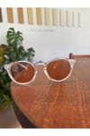 Yumy Yuvarlak unisex Güneş Gözlüğü Şeffaf çerçeve Somon cam Trend Renk