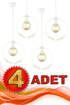 4 Adet Haliç Tekli Avize Beyaz