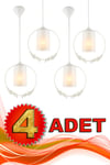 4 Adet Haliç Tekli Avize Beyaz Beyaz Akrilik