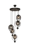 Jüpiter 5.li Avize Siyah Füme Cam