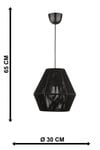 Kalte Tekli Avize Siyah 30 Cm Örgülü