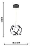 Kapella Ledli Avize Siyah 23 Cm