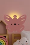Kelebek Pilli Aplik Pembe Ahşap