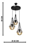 Lapis 3.lü Siyah Bal Camlı Avize