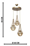 Lapis 3.lü Eskitme Bal Camlı Avize