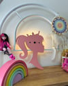 Prenses Pilli Aplik Pembe Ahşap