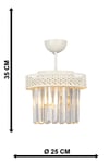 Sitrus 2.li Beyaz Lux Kristal Taşlı Avize