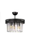 Sitrus 3.lü Siyah Lux Kristal Taşlı Avize