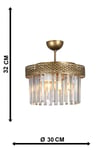 Sitrus 3.lü Eskitme Lux Kristal Taşlı Avize
